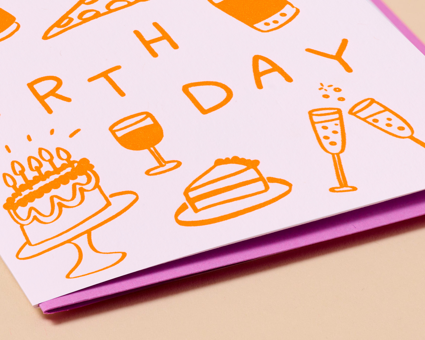 Letterpress Birthday Card—Bday Icons (Minimalist, Modern)