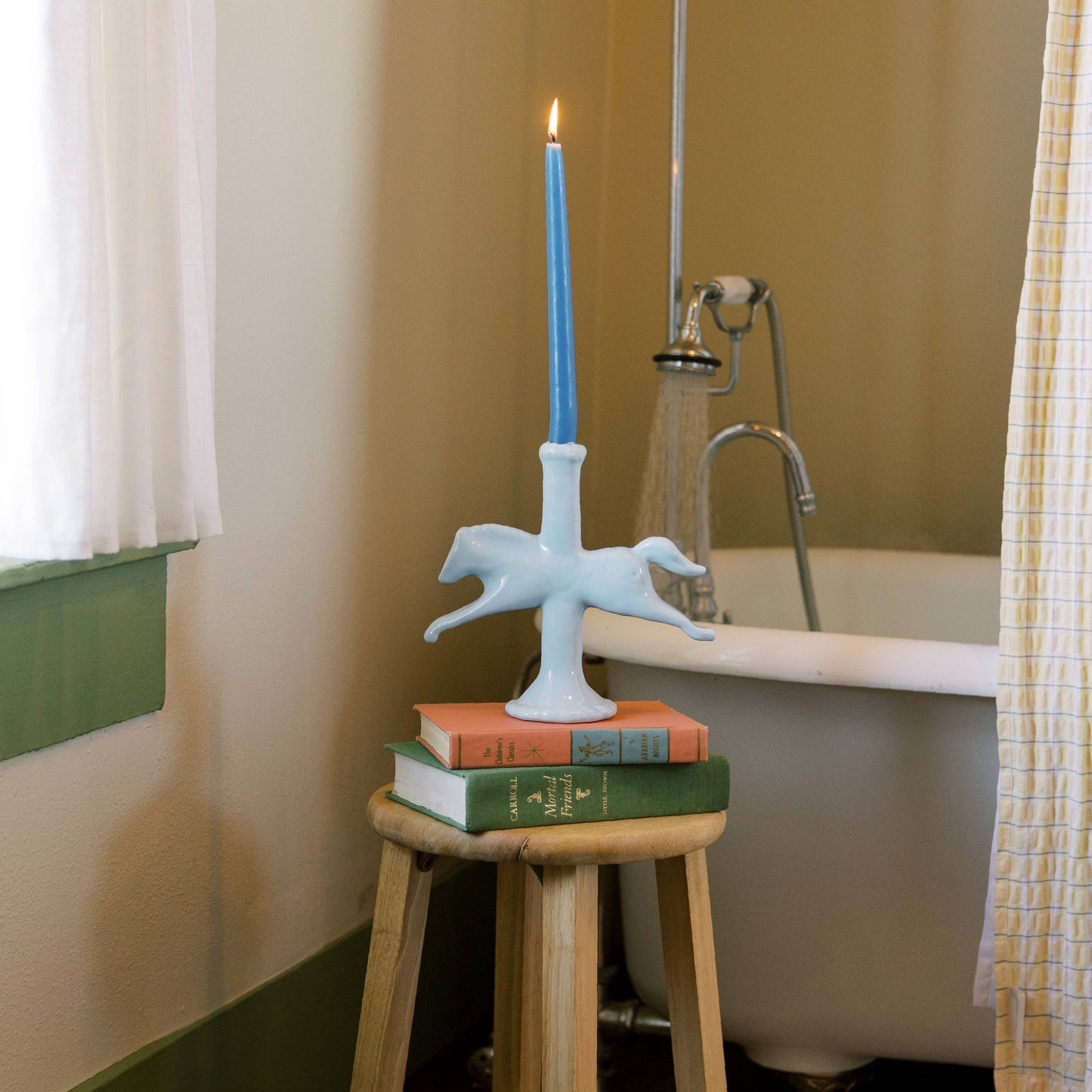 Dala Horse Candlestick Holder | Blue