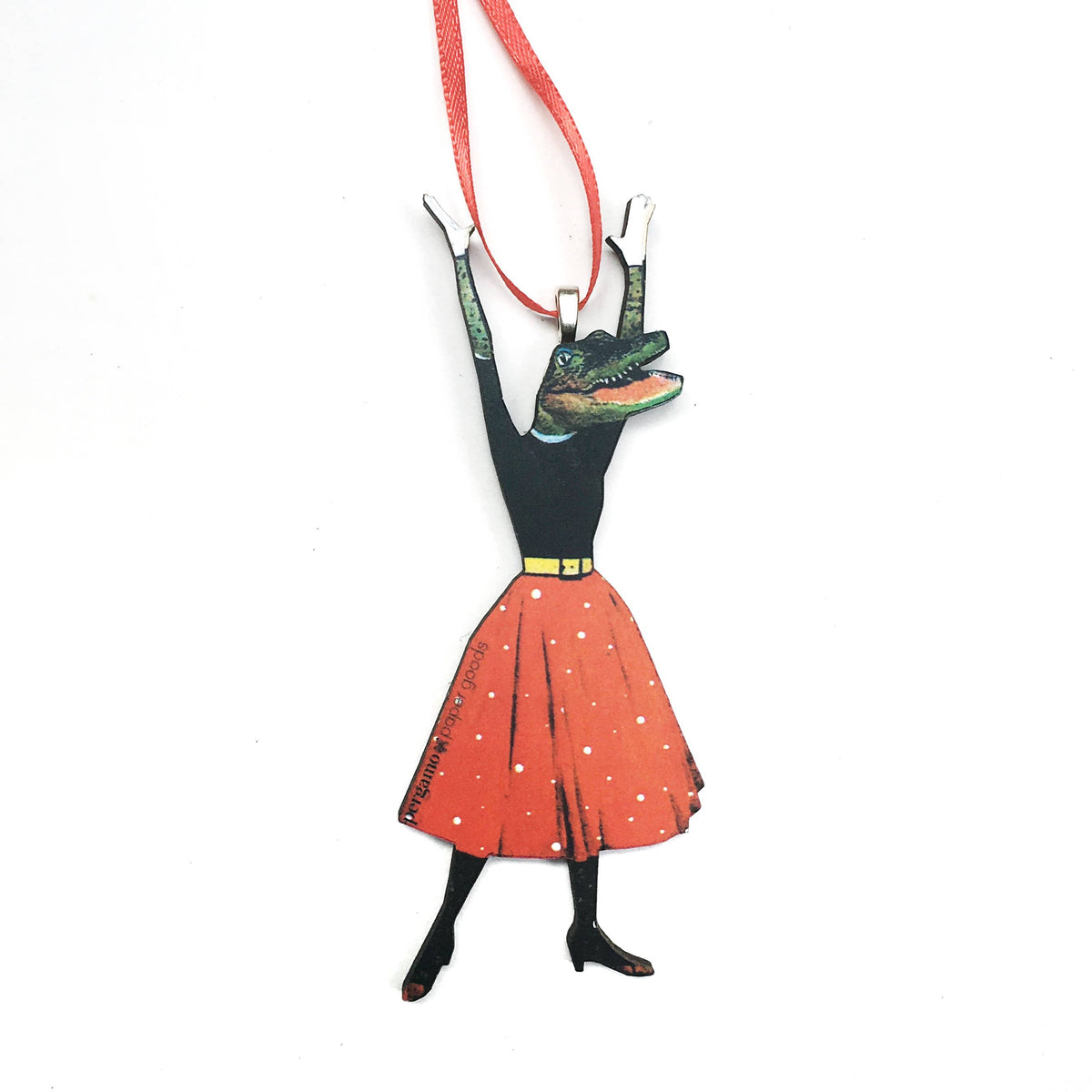 Alligator Christmas Ornament - Laser Cut Wood, Vintage Style