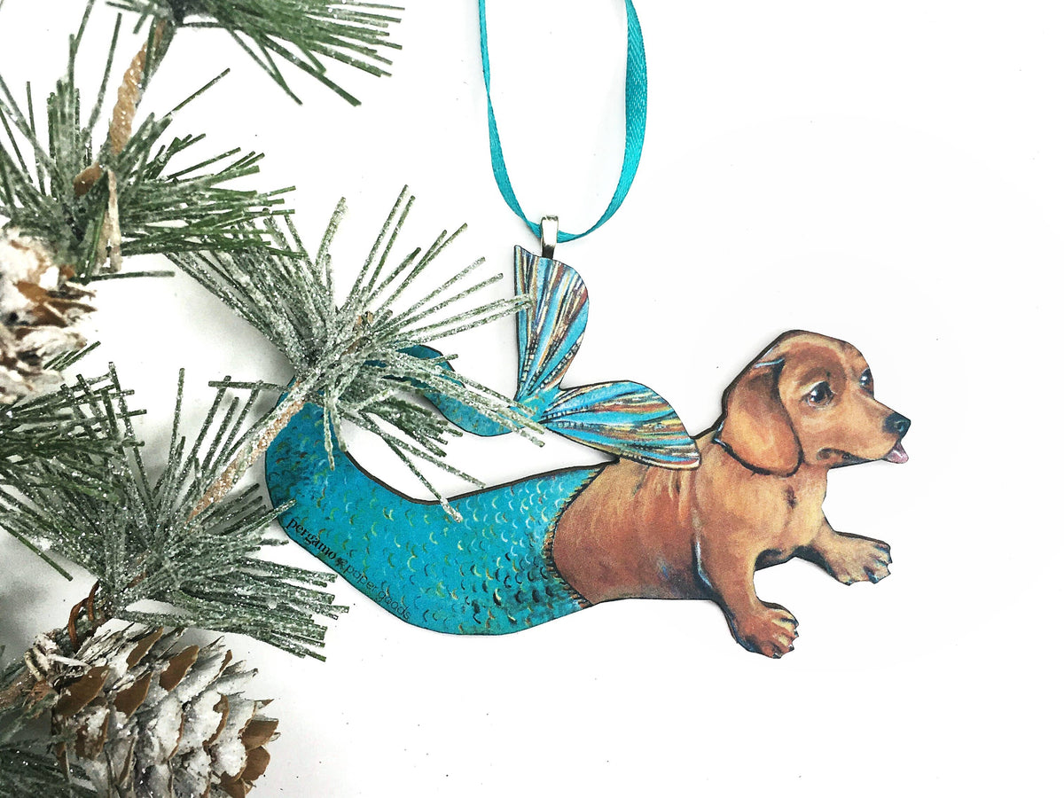 Mermaid Dachshund Christmas Ornament