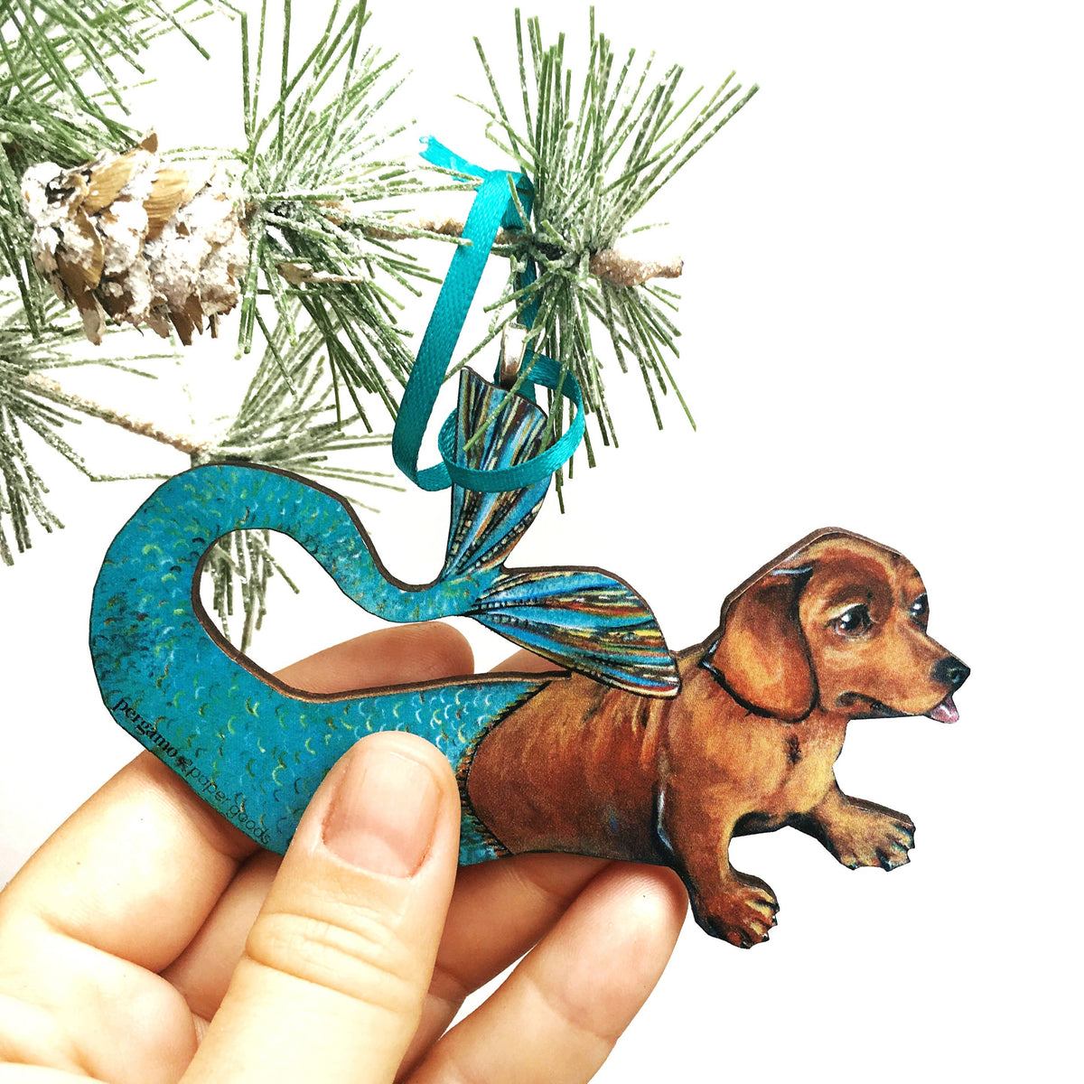 Mermaid Dachshund Christmas Ornament