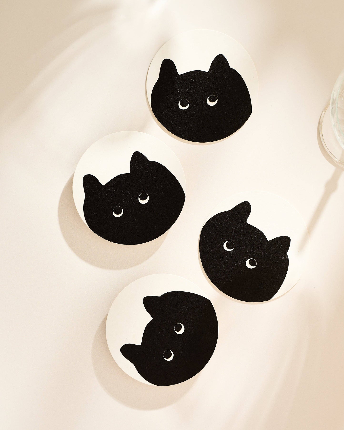 Black Cat Coasters - Set of 4