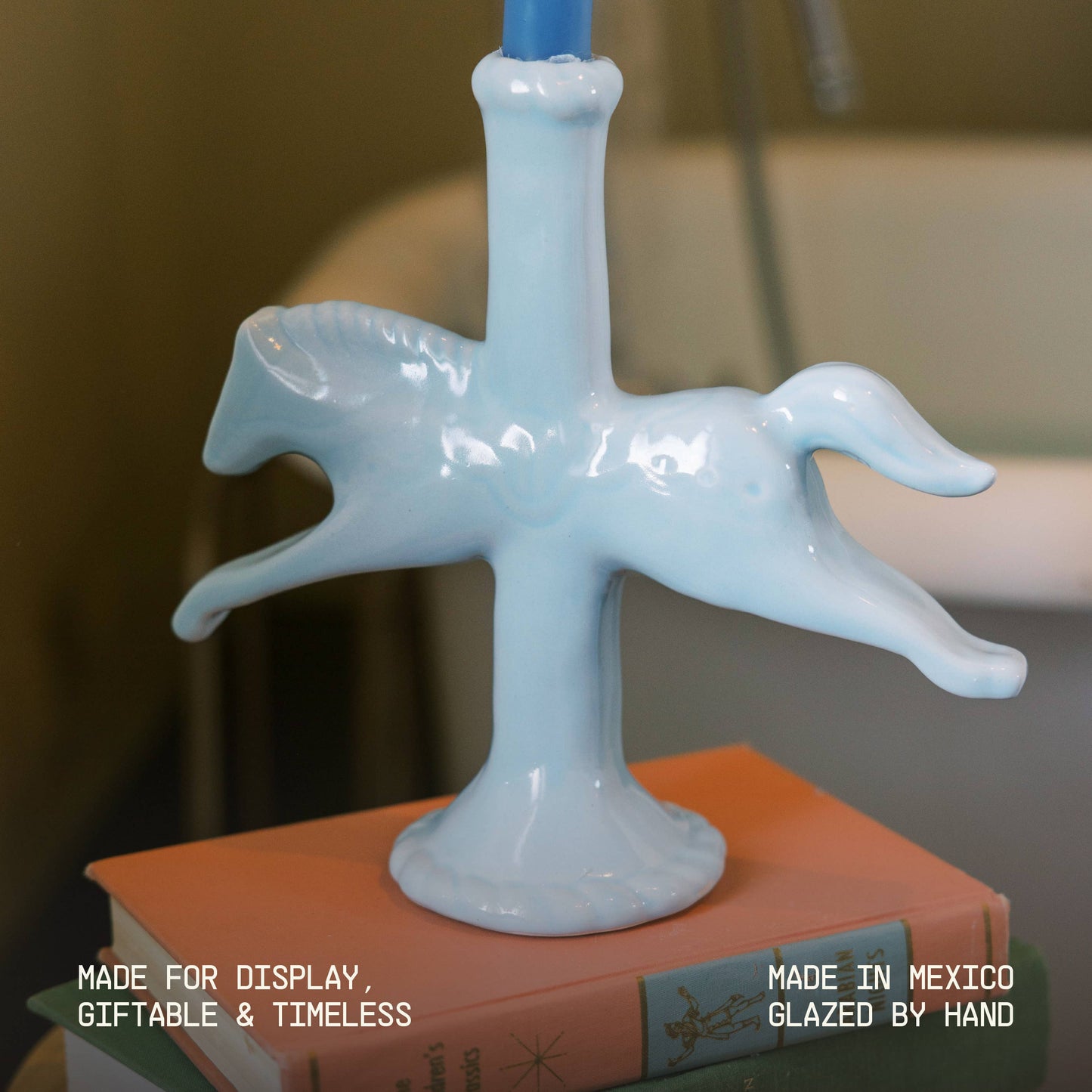 Dala Horse Candlestick Holder | Blue