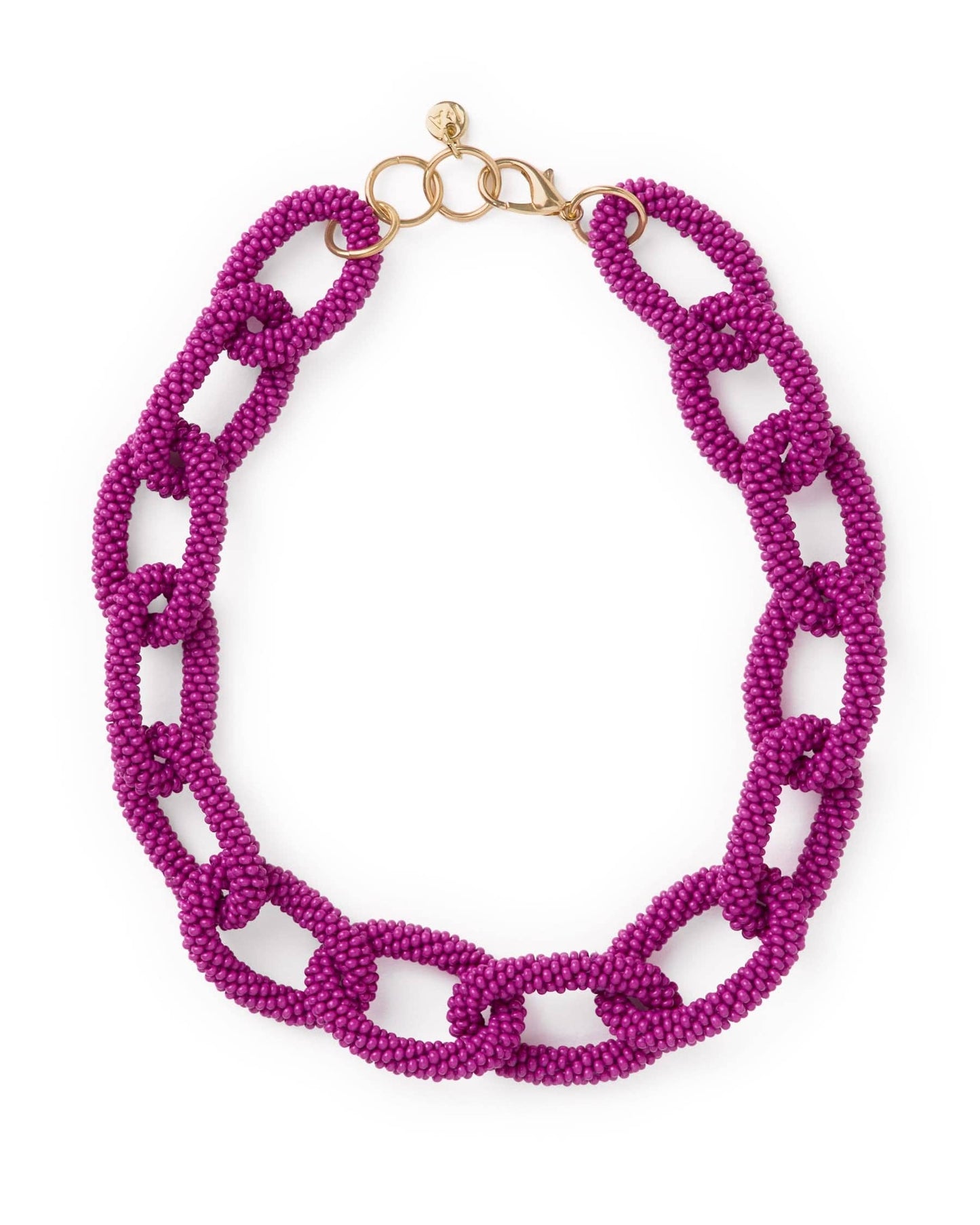 Jenna Chain Link Beaded Necklace Magenta