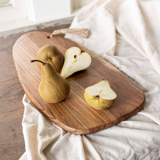 Prairie Large Cutting Board Acacia Wood & Jute Fall Decor