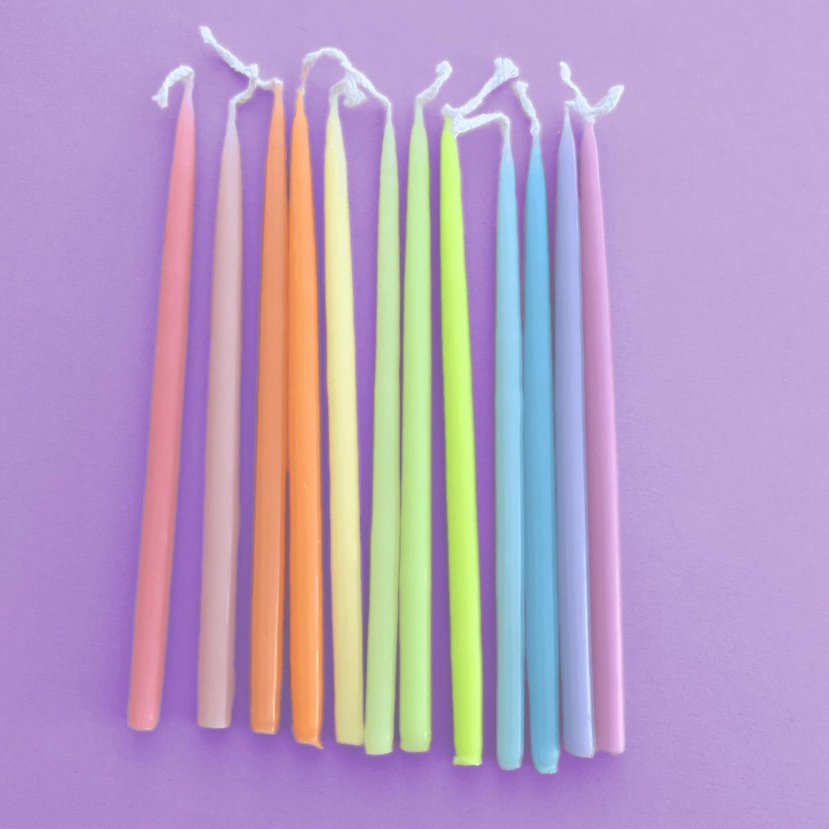 Pastel Rainbow Tapered Candle Set (x12)