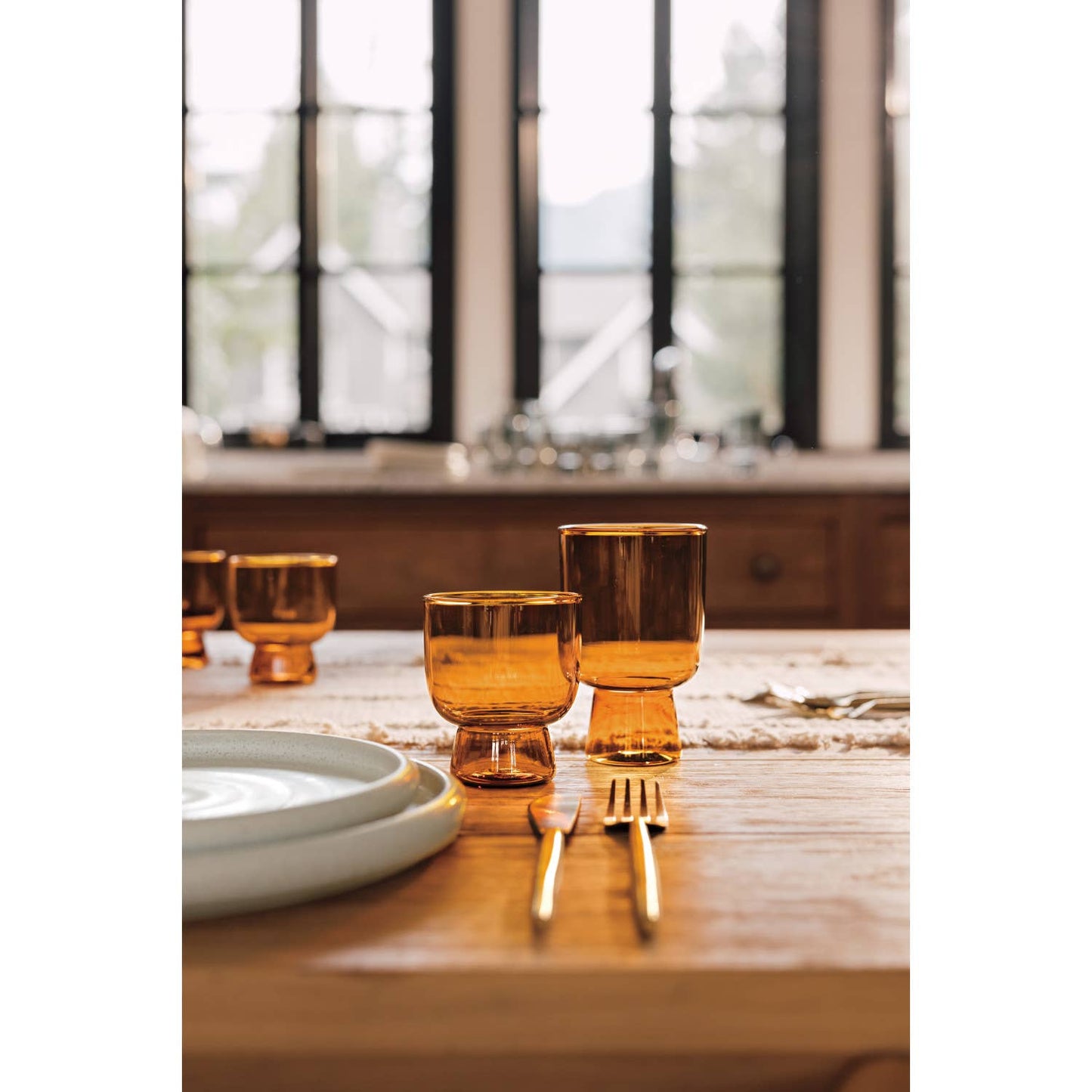 Pedestal Glass 7 oz - Amber