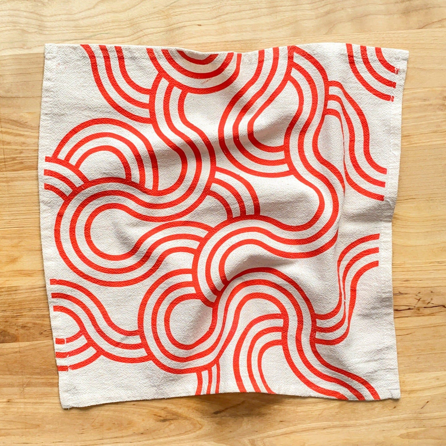 Winding Loops Hand Printed Cotton Napkins, Set of 4