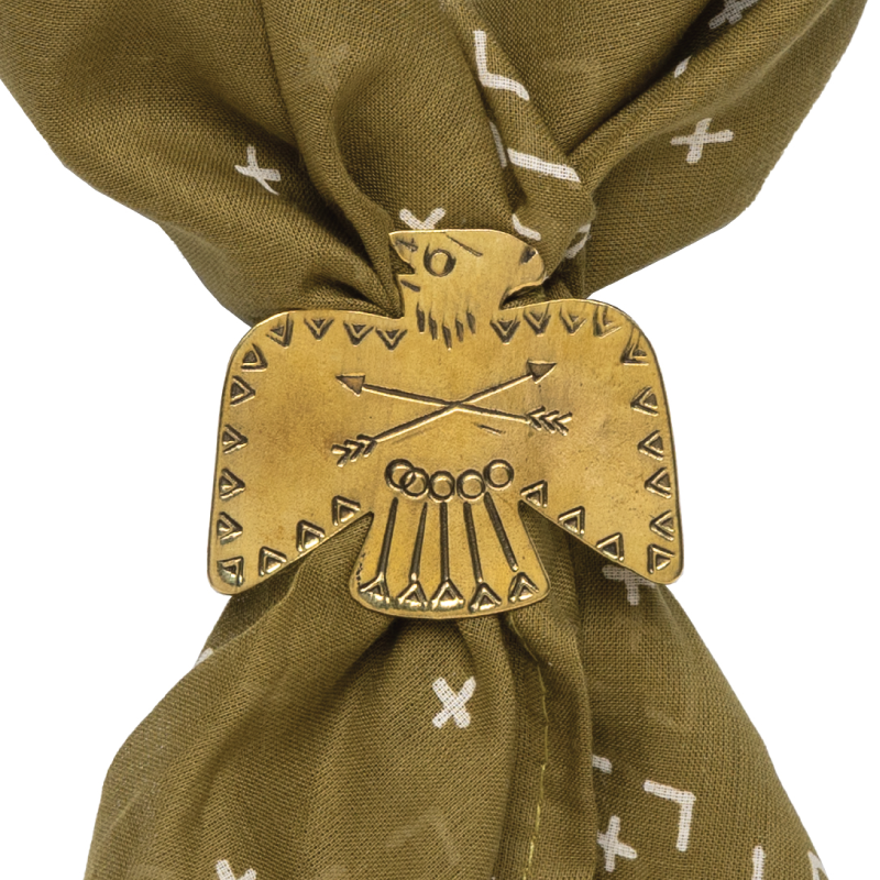 Brass Bandana Slide - Large Thunderbird - Scarf Ring