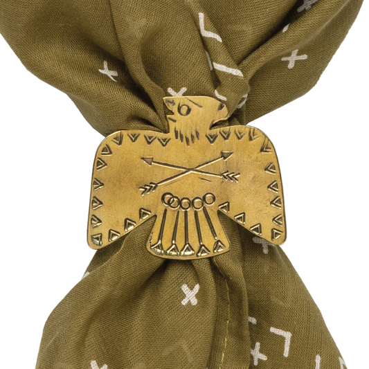 Brass Bandana Slide - Large Thunderbird - Scarf Ring