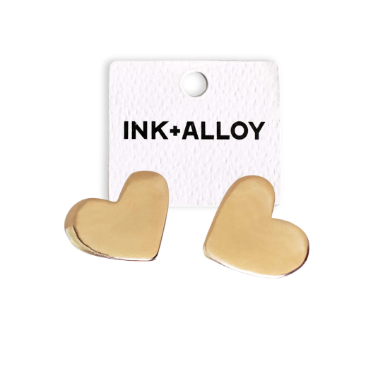Bella Heart Large Post Earrings Brass