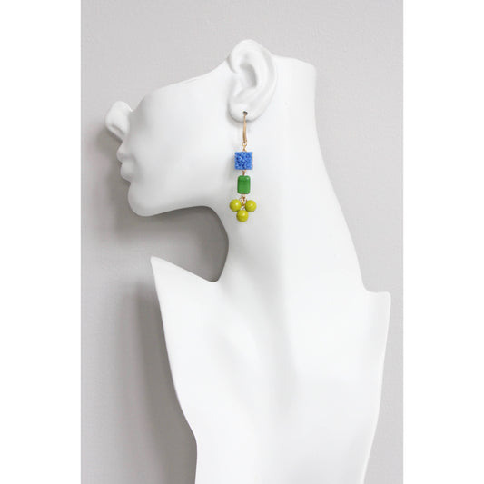 EMIE47 Vintage blue glass drop earrings
