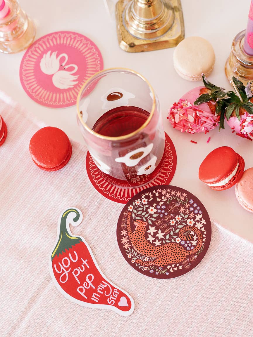 Romance Stretching Cheetah Coasters - Set of Four