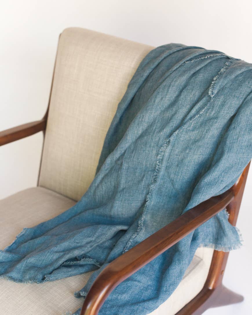 Stone Washed Linen Throw Blanket