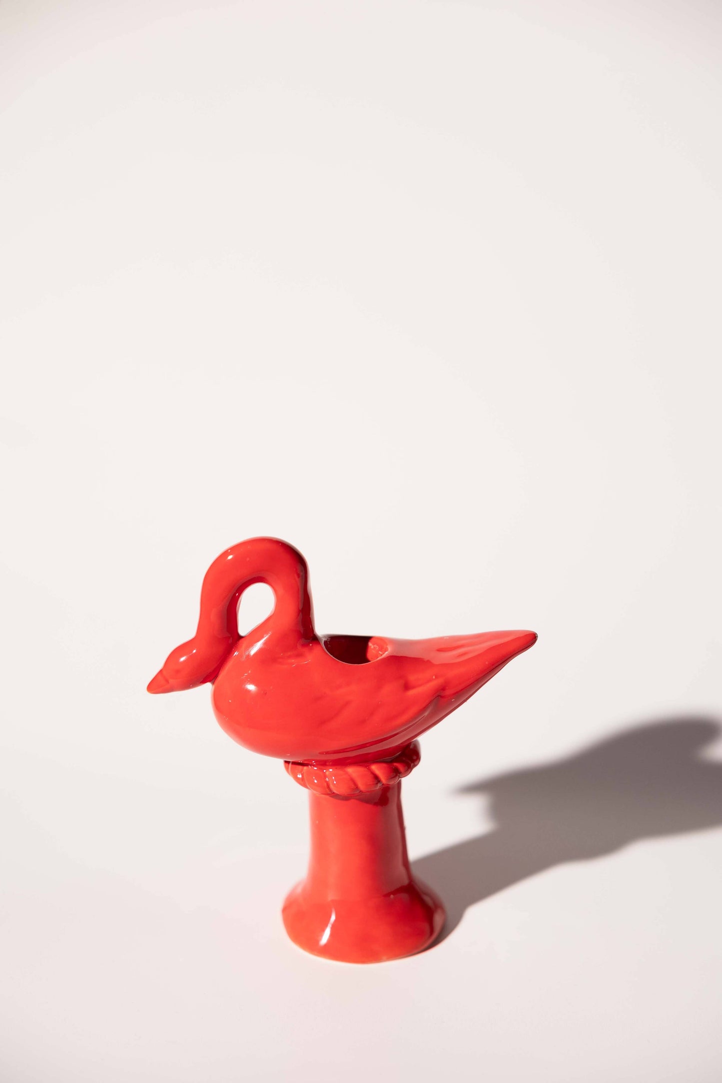 Nordic Swan Candlestick Holder | Ruby Red