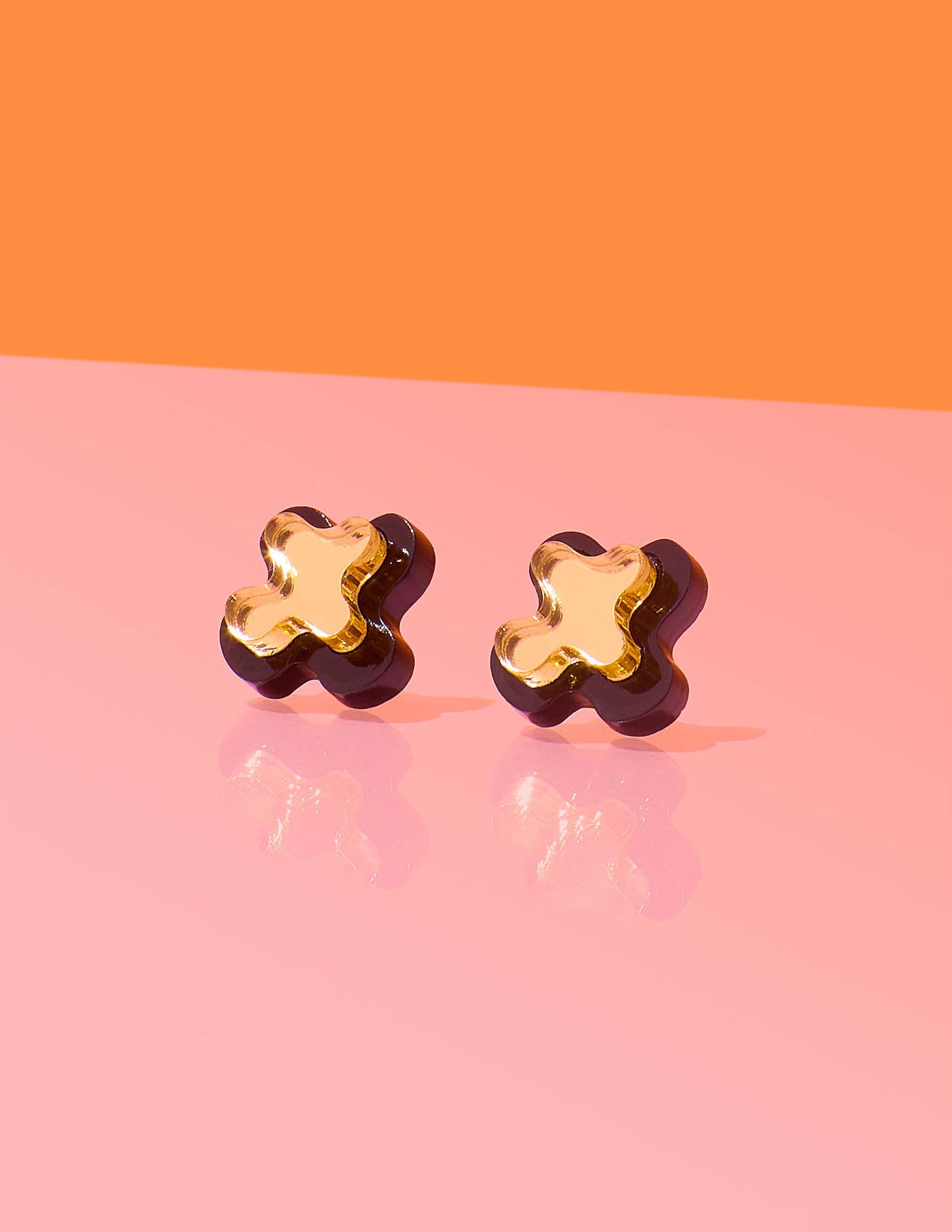 Abstract Blob Stud Earrings Black + Gold