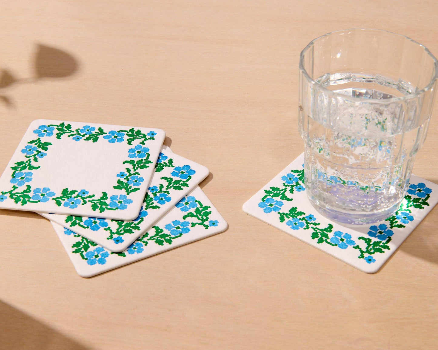 Letterpress Reusable Vellum Coasters—Cross Stitch Floral