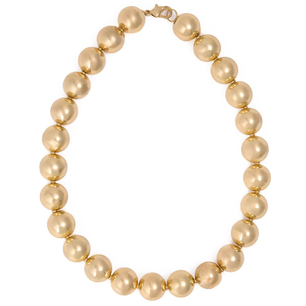 Iris Large Brass Bead Necklace Gold