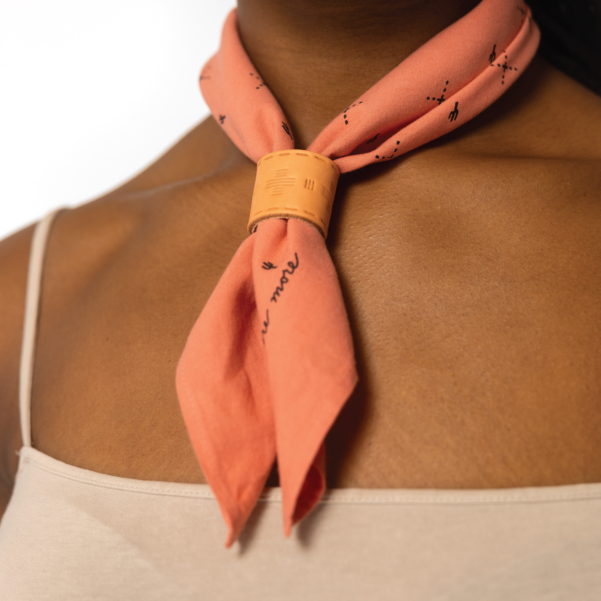 Leather Bandana Slide - Tooled - Scarf Ring