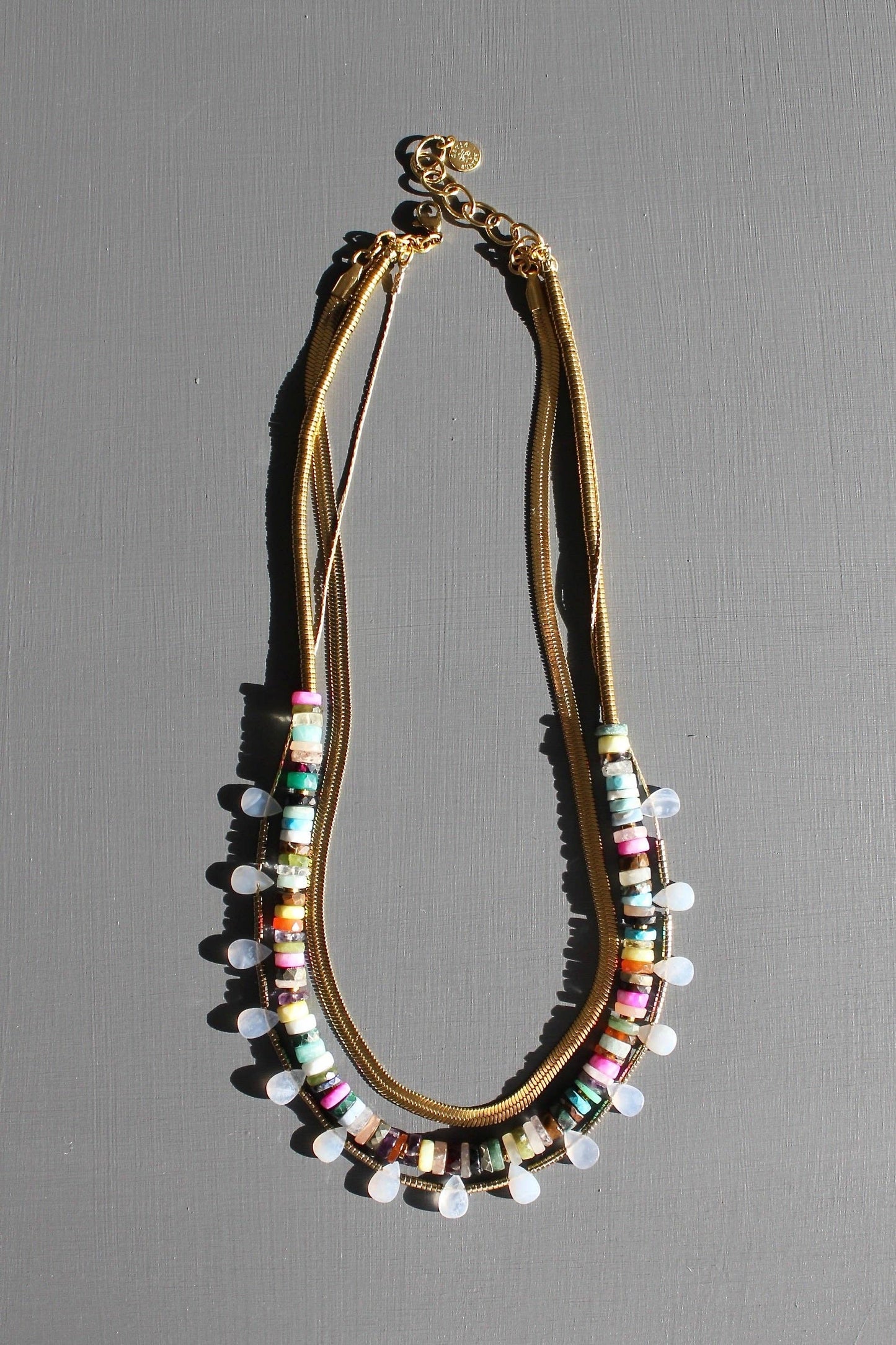Triple strand multicolor necklace