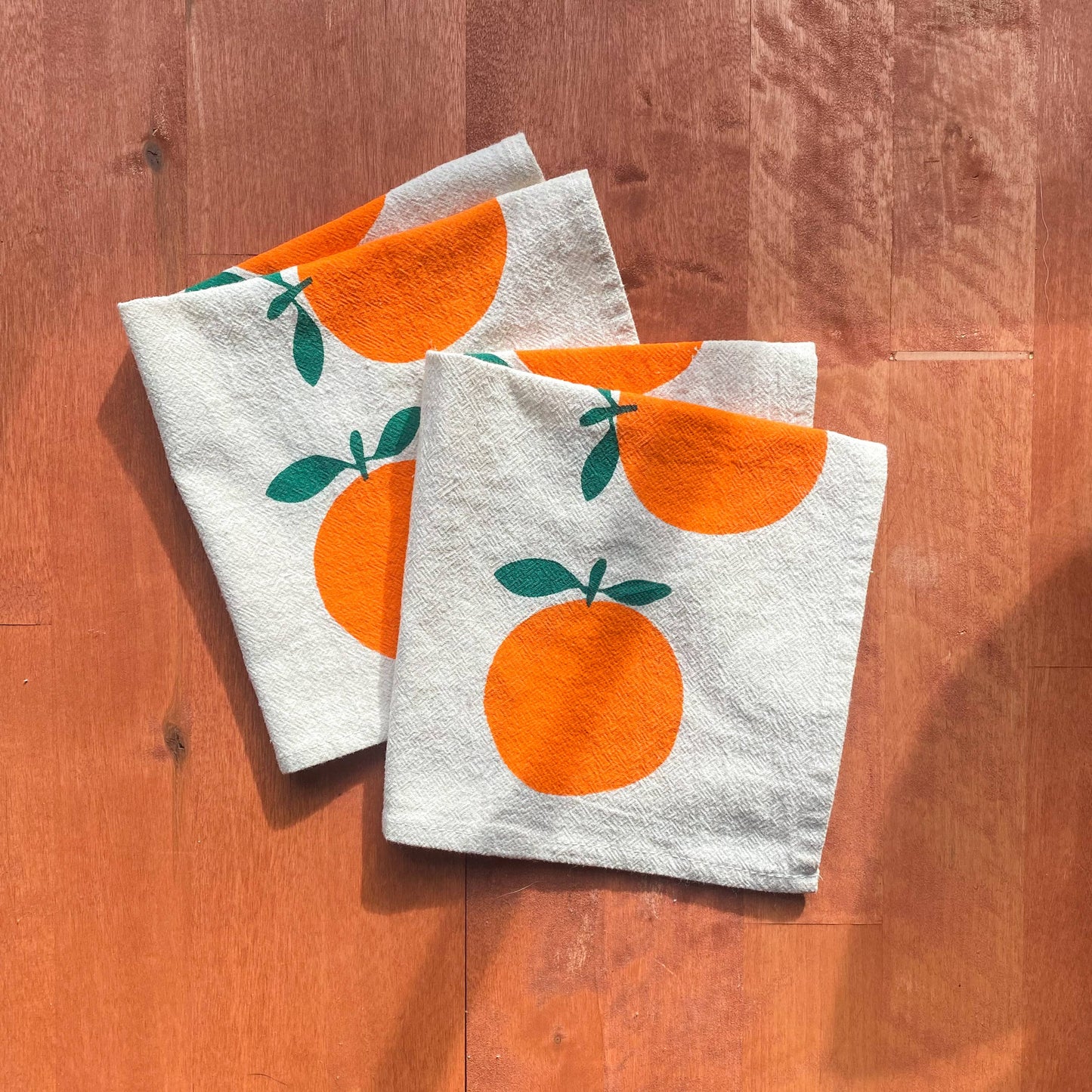Cara Cara Orange Hand Printed Cotton Napkins, Set of 4