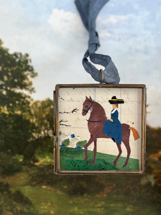 Riding Day ~ Art Locket Ornament Equestrian Decor Handmade 
