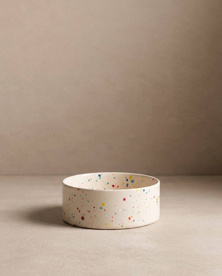 White Large stoneware ceramic Pet Bowls — Party Collection