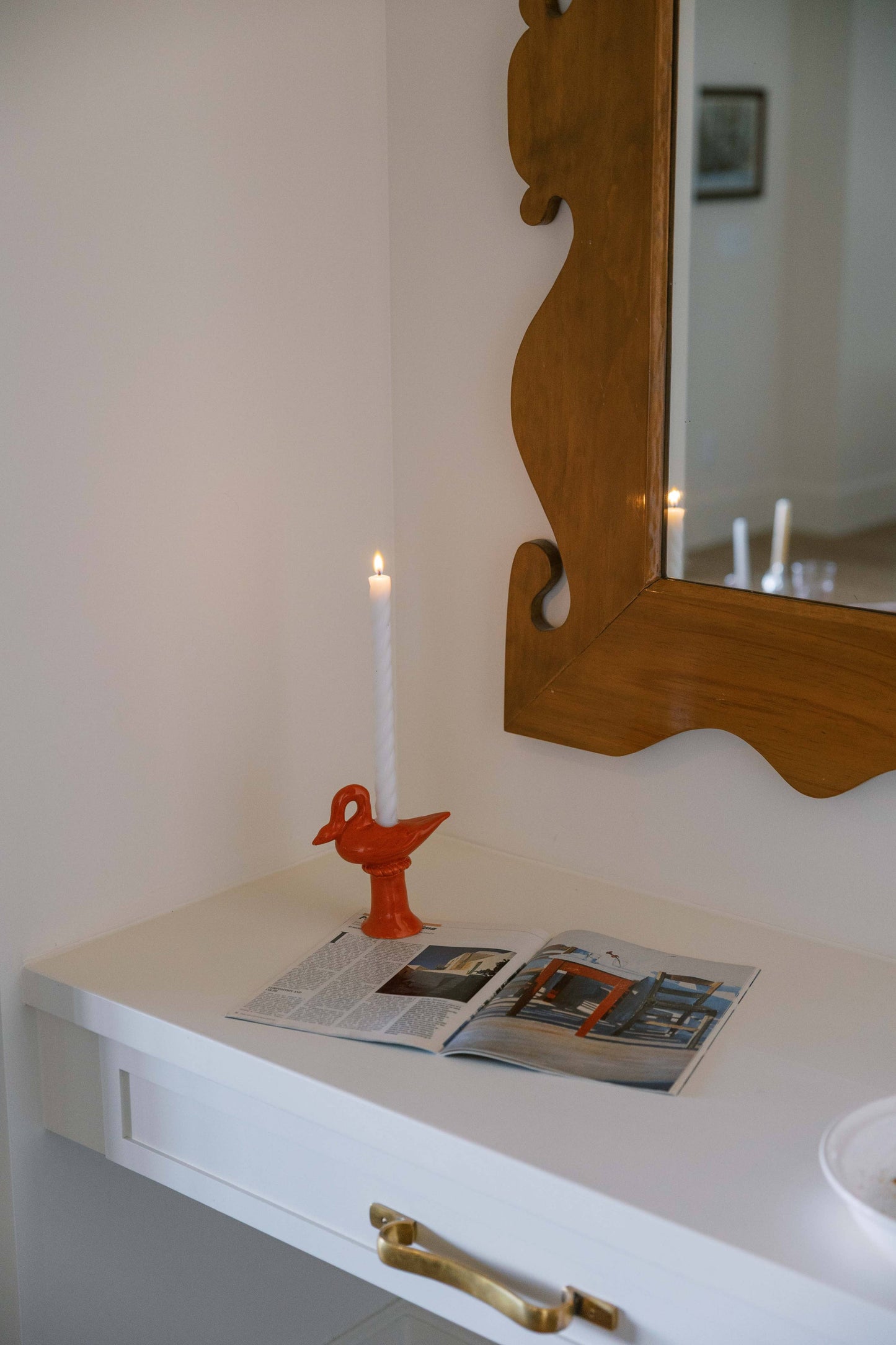 Nordic Swan Candlestick Holder | Ruby Red