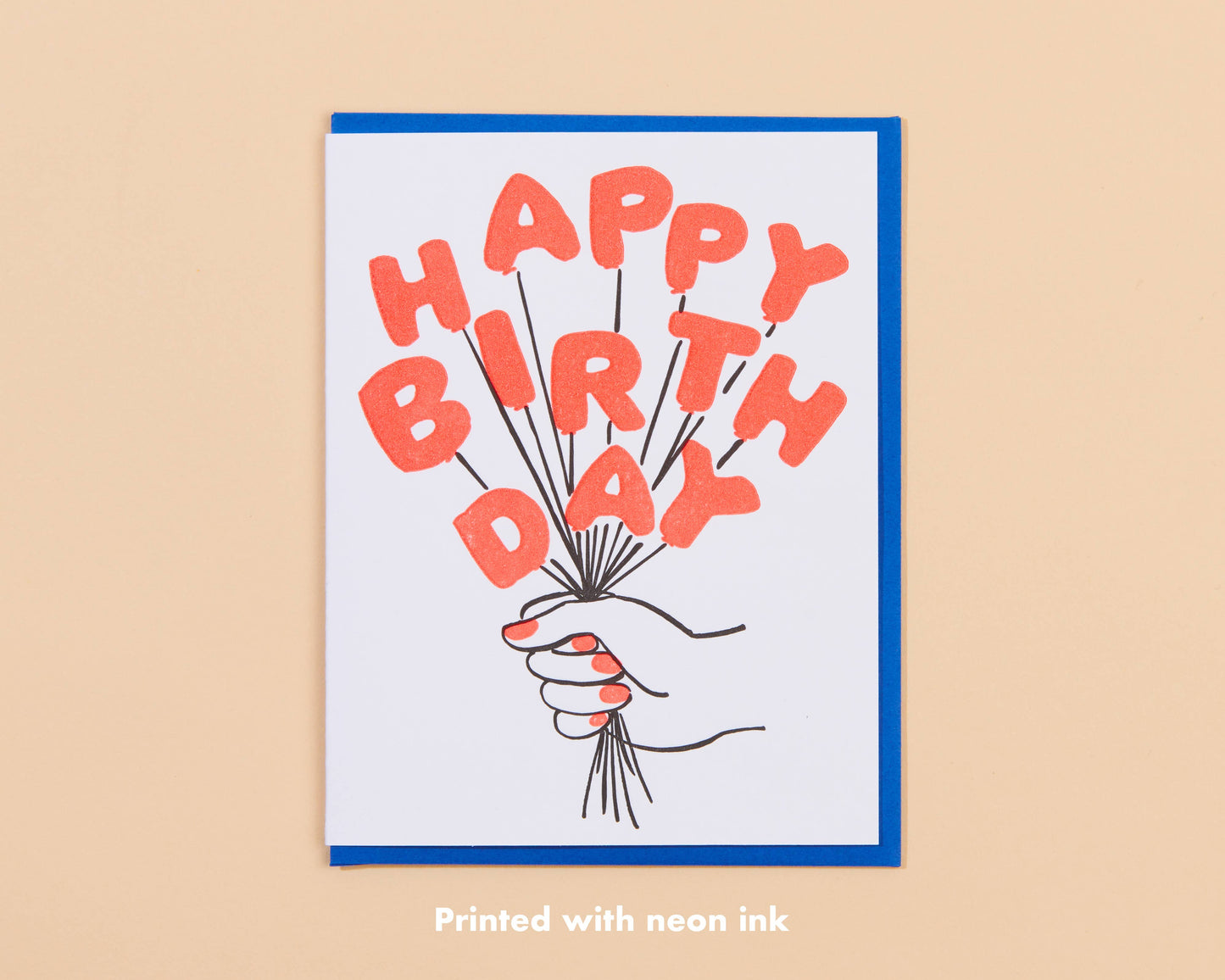 Letterpress Birthday Card—Birthday Balloons Bouquet