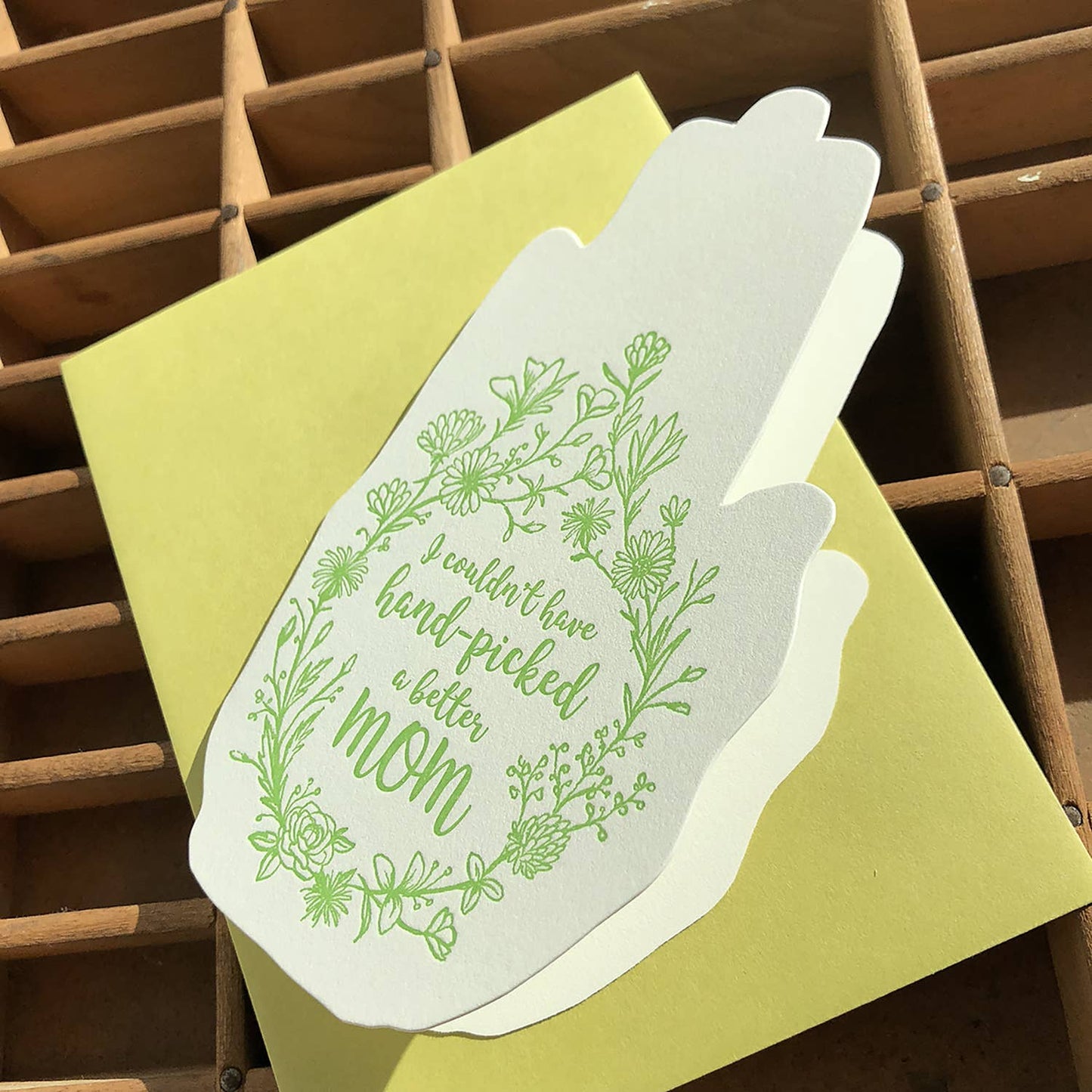 Hand-picked mom shaped card