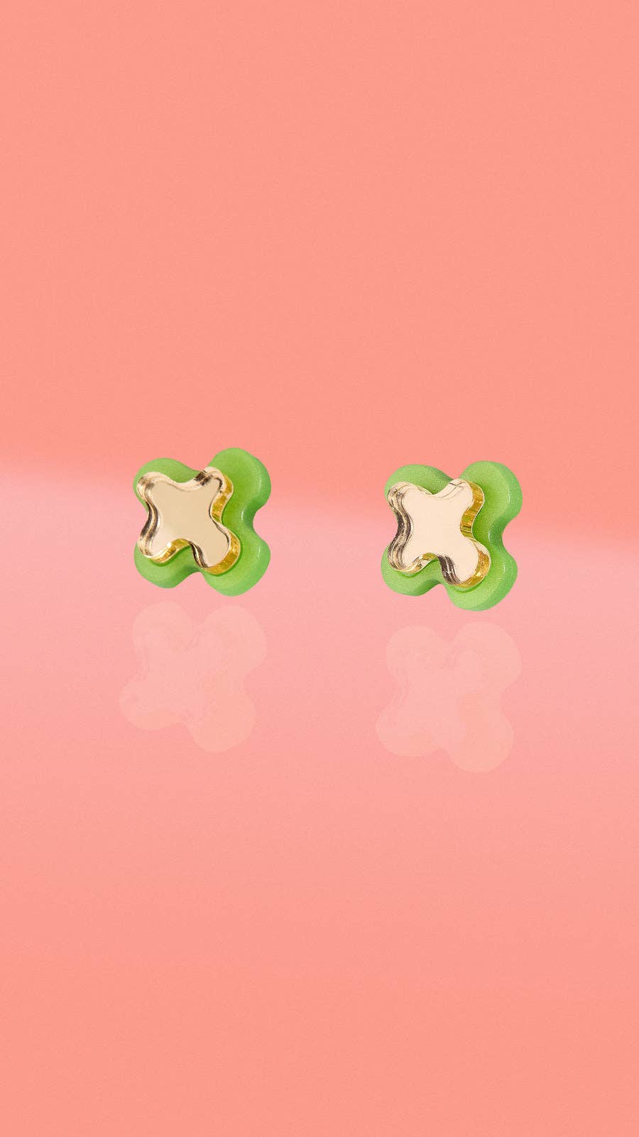 Abstract Blob Stud Earrings Green + Gold