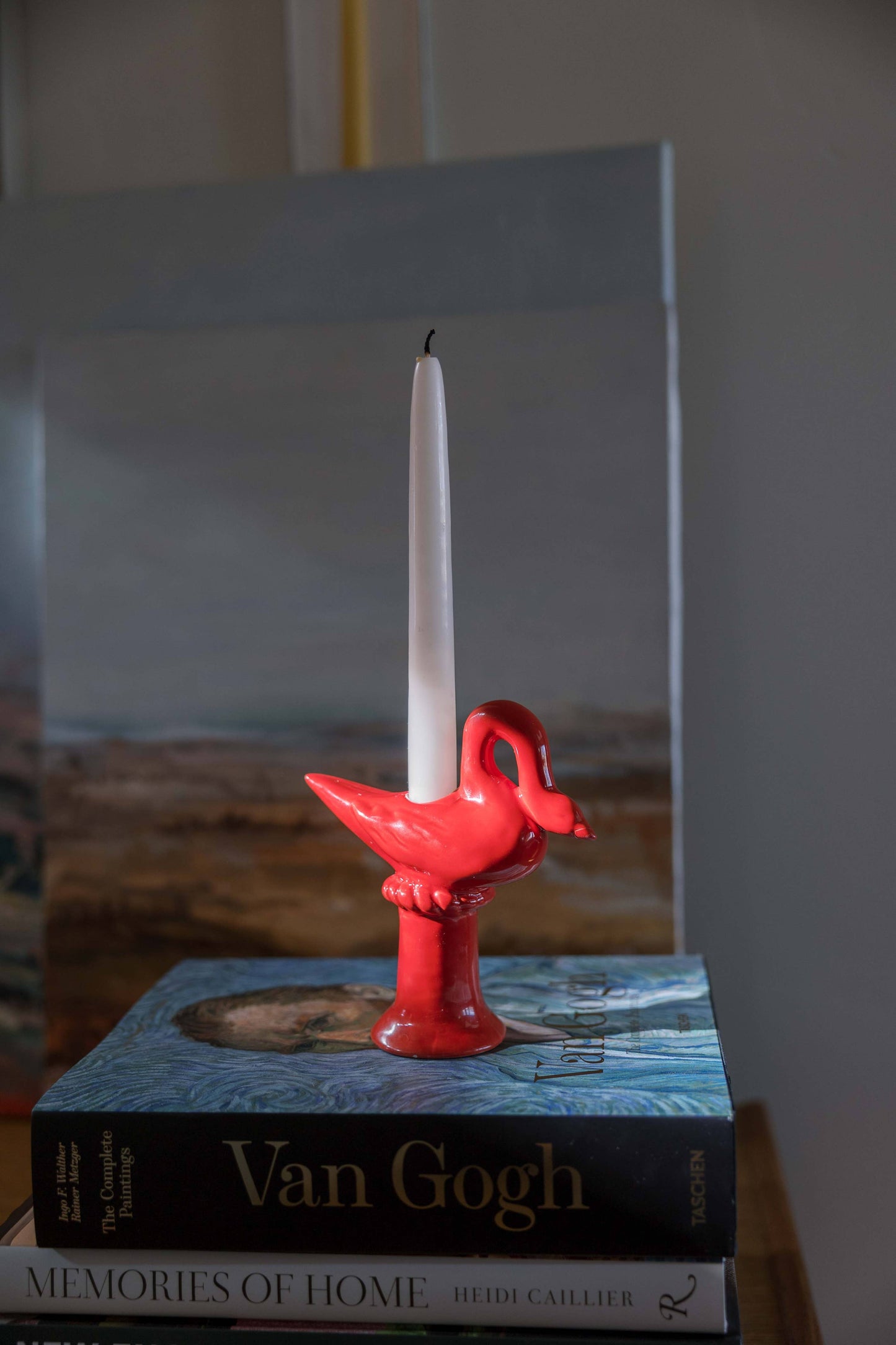 Nordic Swan Candlestick Holder | Ruby Red