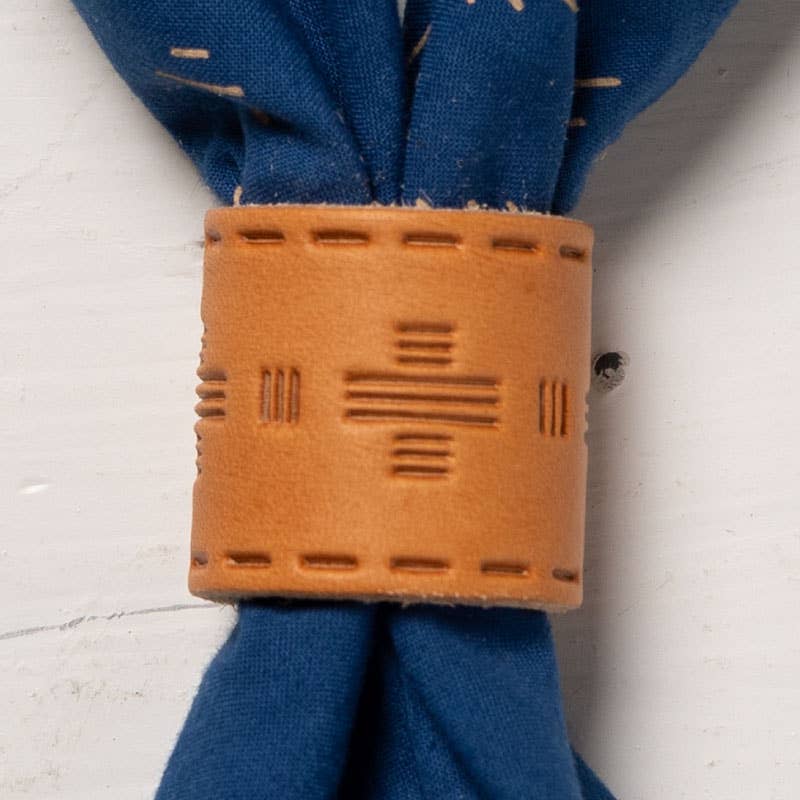 Leather Bandana Slide - Tooled - Scarf Ring