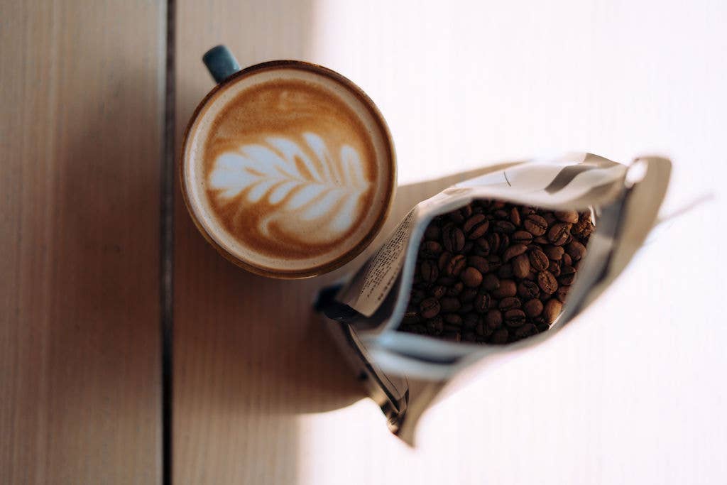 Coffee, Oh My Goth blend, dark roast, Brazil & Guatemala.