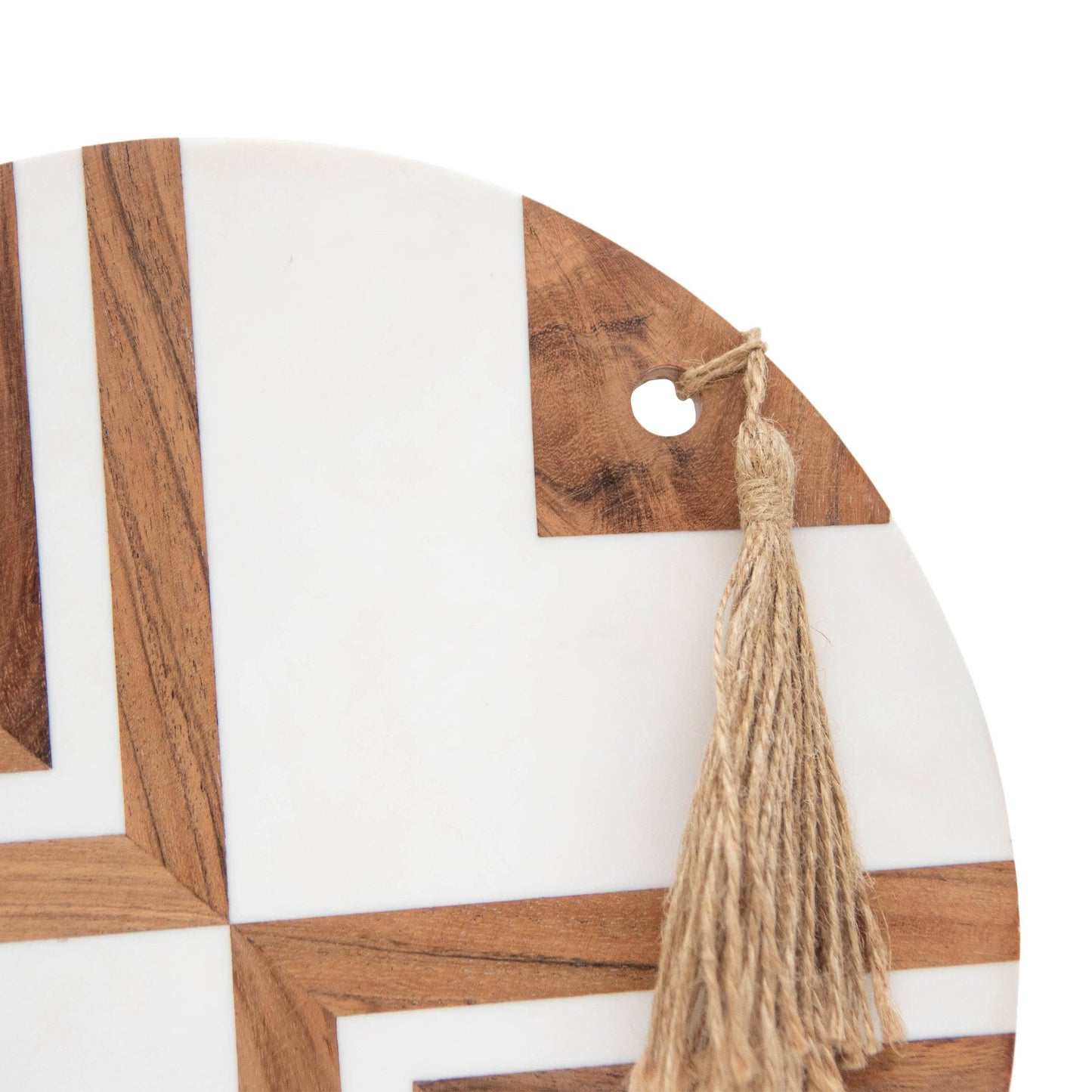 Clement Round White Resin & Wood Cutting Board Large