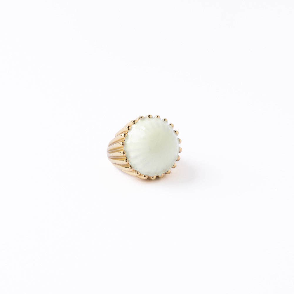 Isabella Enamel Cocktail Ring Ivory - Adjustable Size
