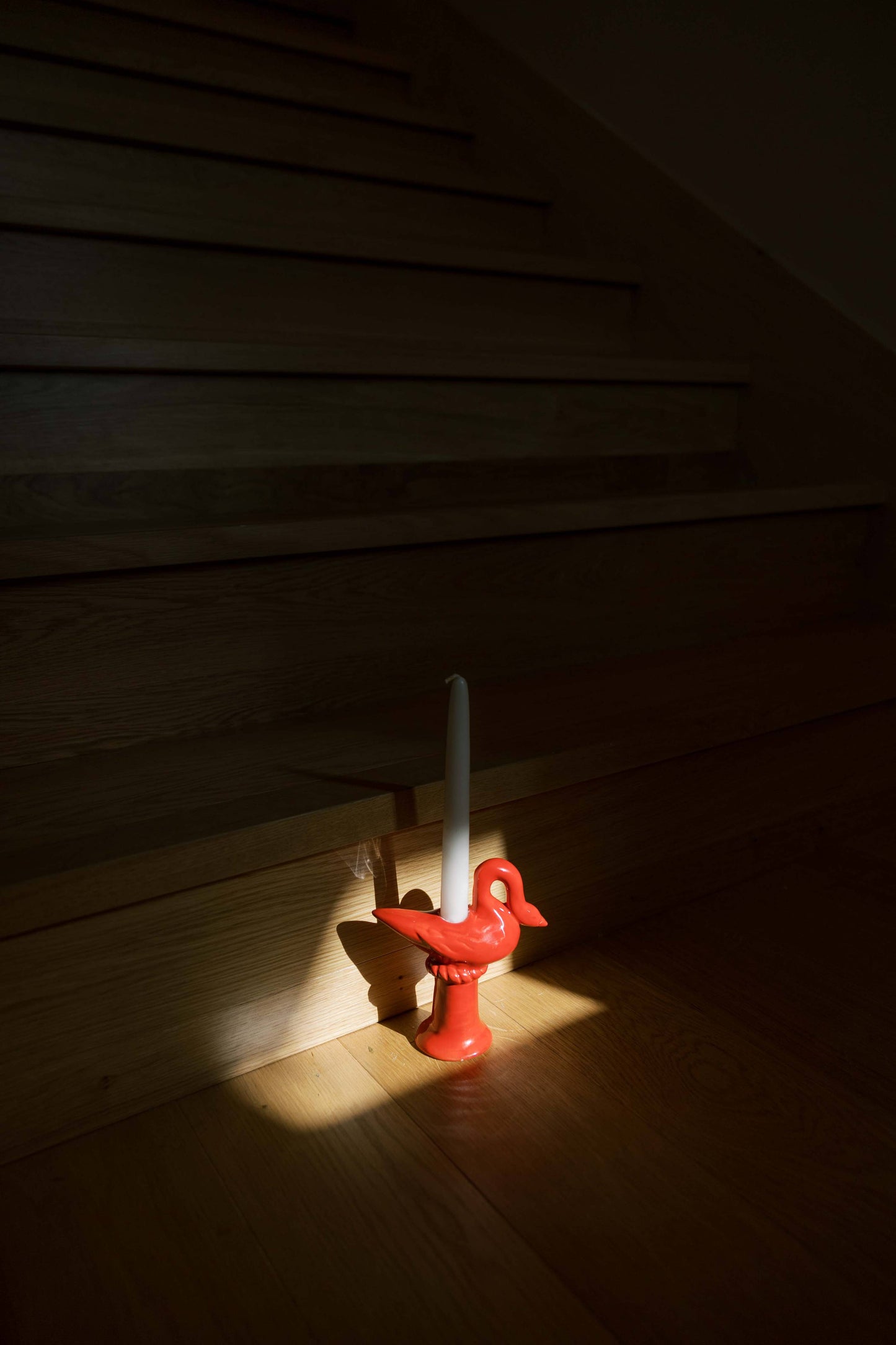 Nordic Swan Candlestick Holder | Ruby Red