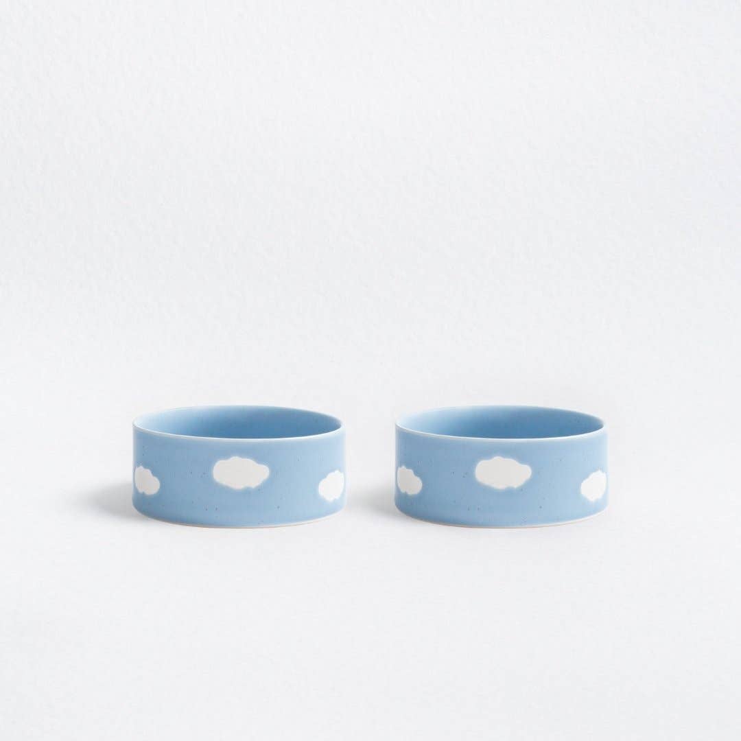 Blue Medium stoneware ceramic Pet Bowls — Cloud Collection