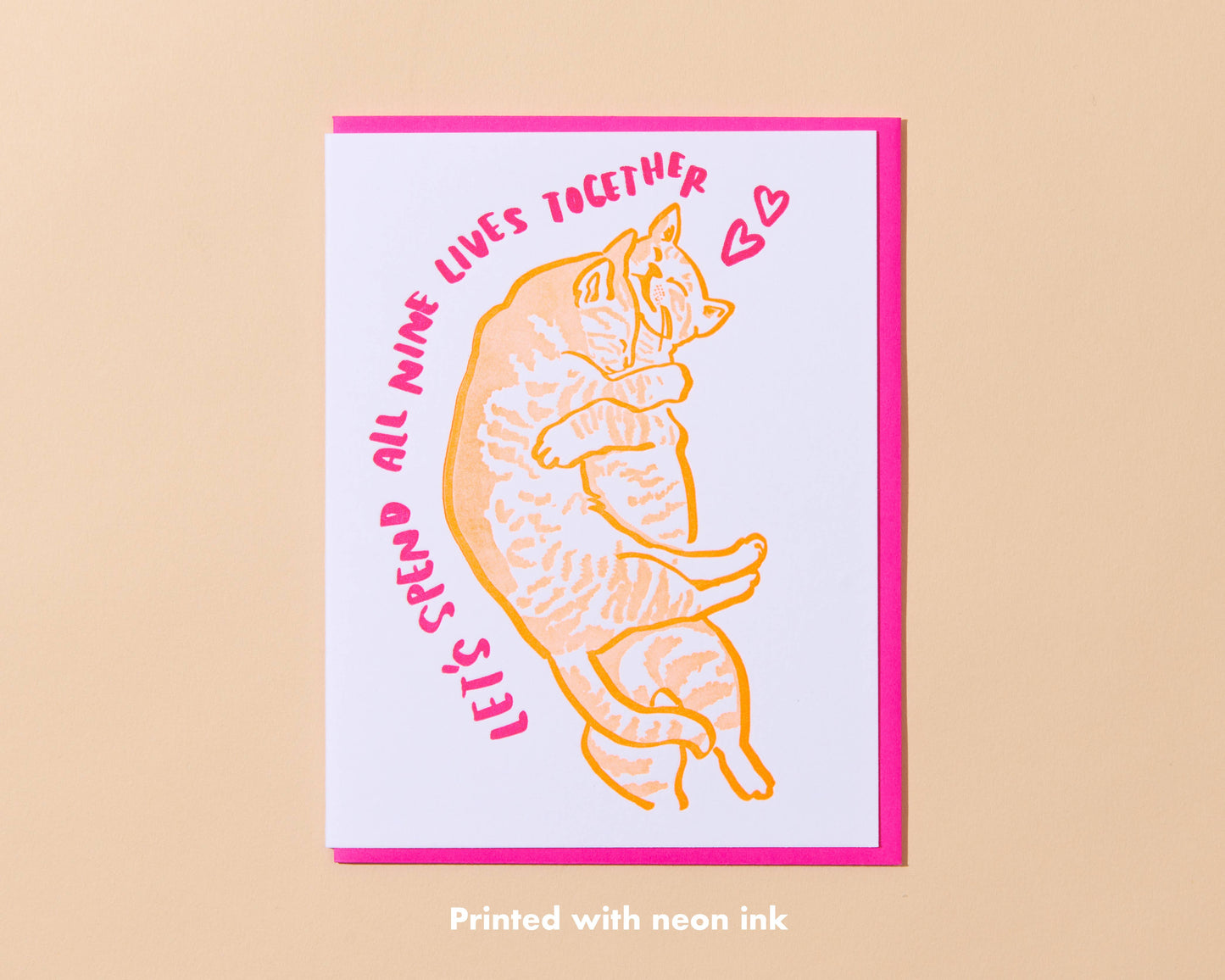 Letterpress Love or Anniversary Card—All Nine Lives (Cats)