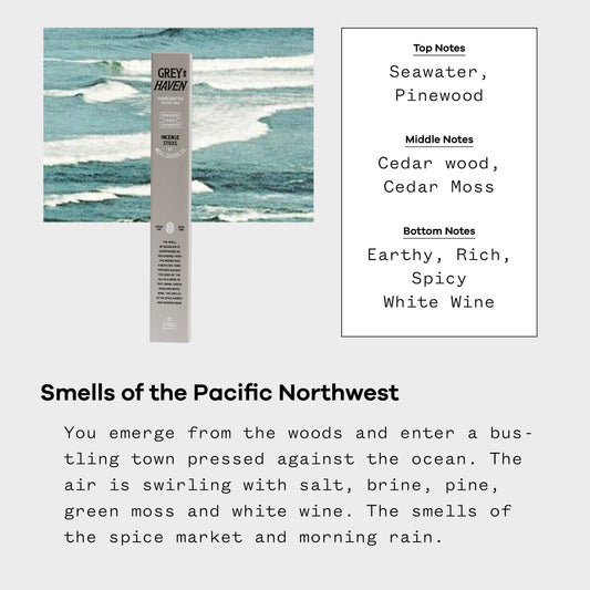 Greyhaven Incense Sticks – Sea Air, Pinewood & Moss | Slow Burning, 20-Pack