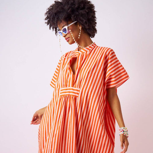 Margot Stripe Kaftan Coral + Blush