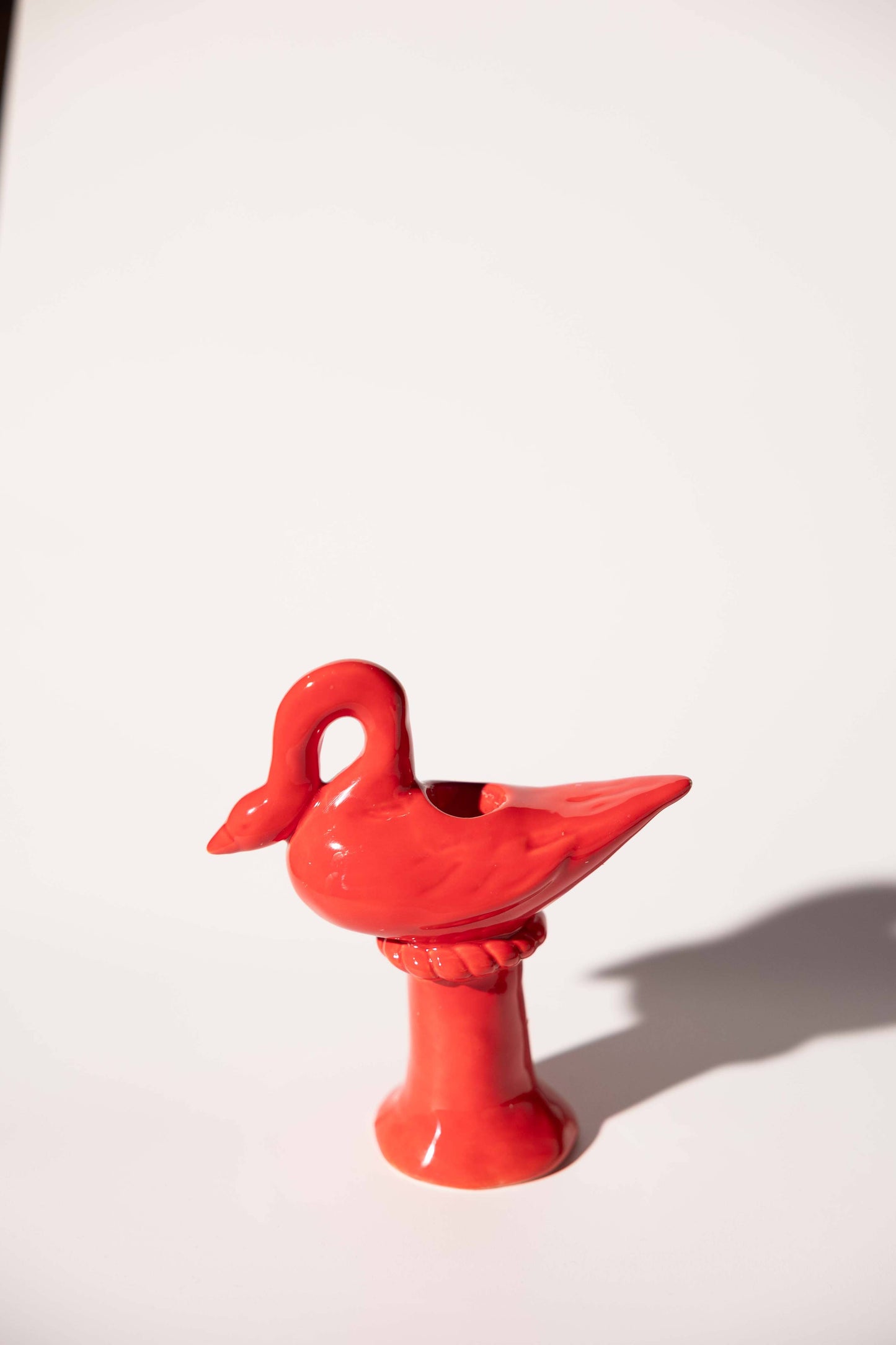 Nordic Swan Candlestick Holder | Ruby Red