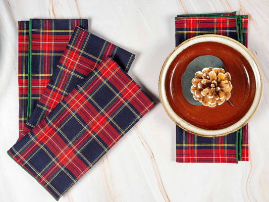 Red Tartan Cocktail Napkins, set of four