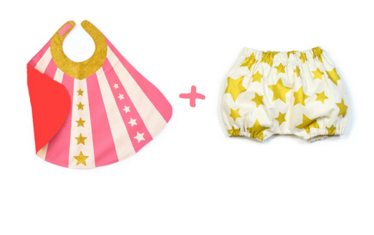Pink Baby Hero Cape + Bloomer Set