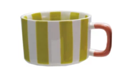 14 oz. Hand-Painted Stoneware Striped Mug