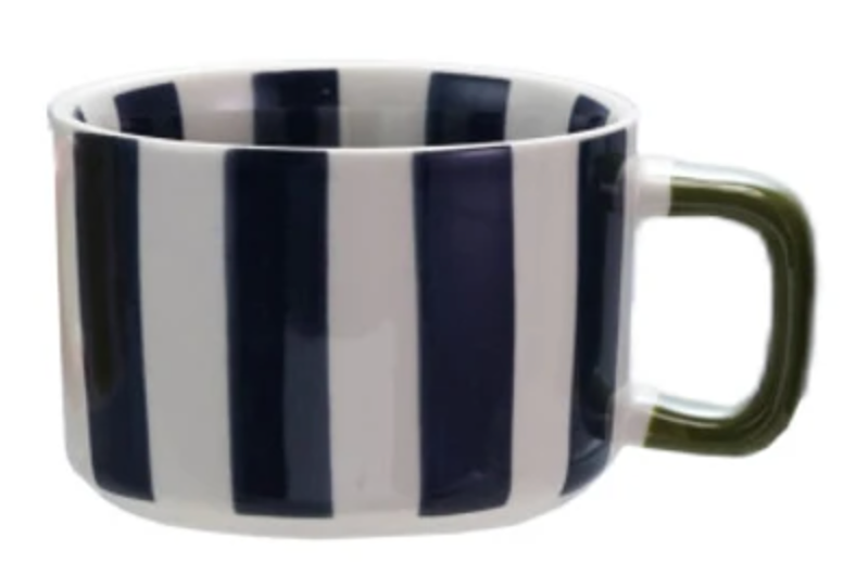 14 oz. Hand-Painted Stoneware Striped Mug