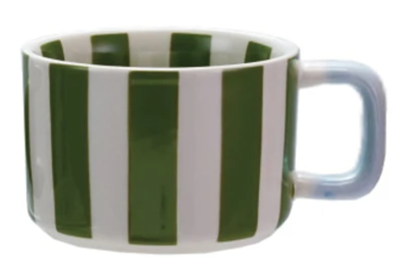 14 oz. Hand-Painted Stoneware Striped Mug