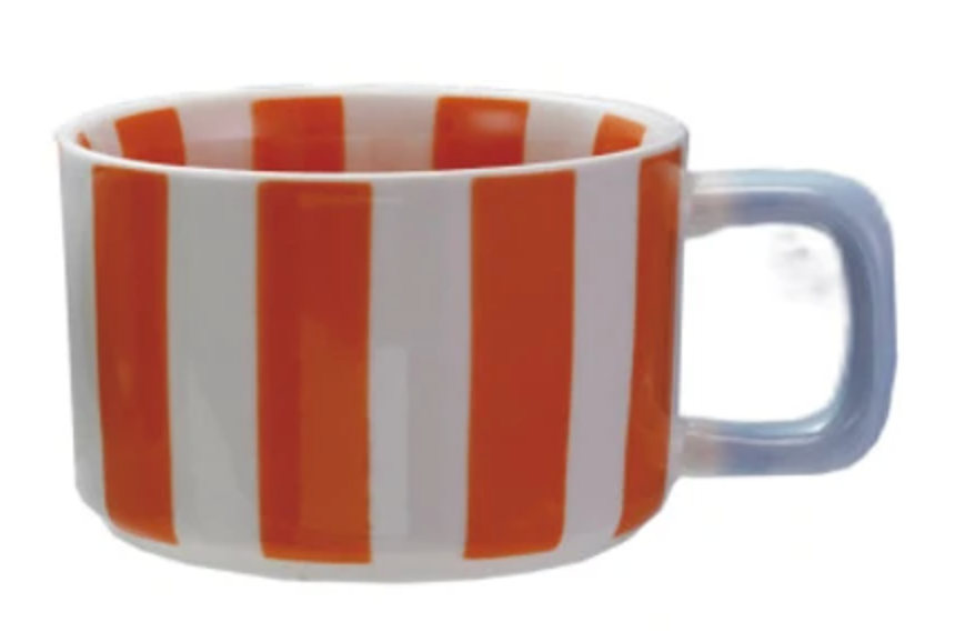 14 oz. Hand-Painted Stoneware Striped Mug