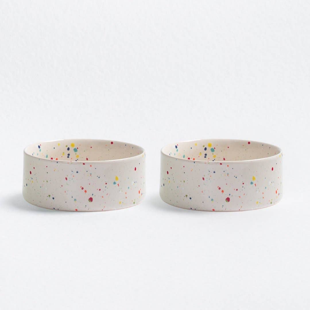 White Large stoneware ceramic Pet Bowls — Party Collection