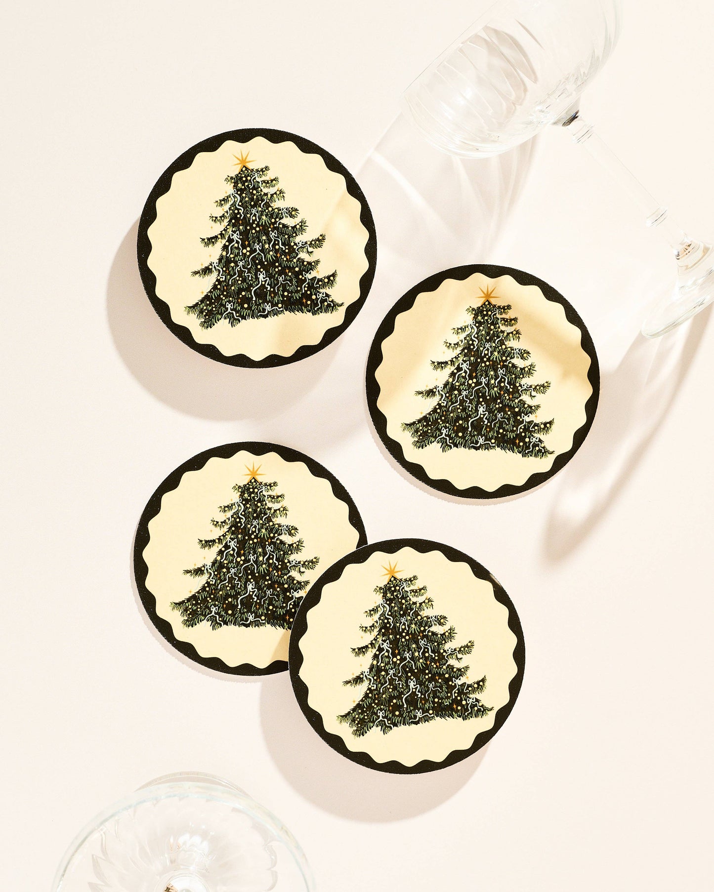 Classic Christmas Tree Coasters - Set of 4